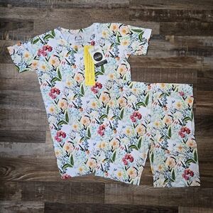 Made with Magic White Floral Short Sleeve & Shorts PJ Set